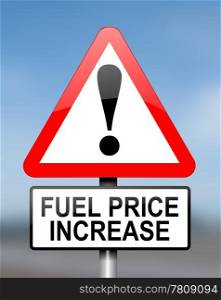 Illustration depicting red and white triangular warning road sign with a fuel price concept. .