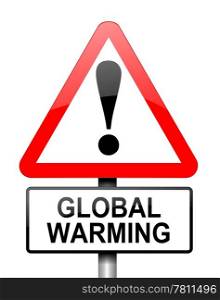 Illustration depicting red and white triangular warning road sign with a global warming concept. White background.