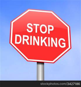 Illustration depicting red and white warning road sign with a alcohol consumption concept. Blue background.