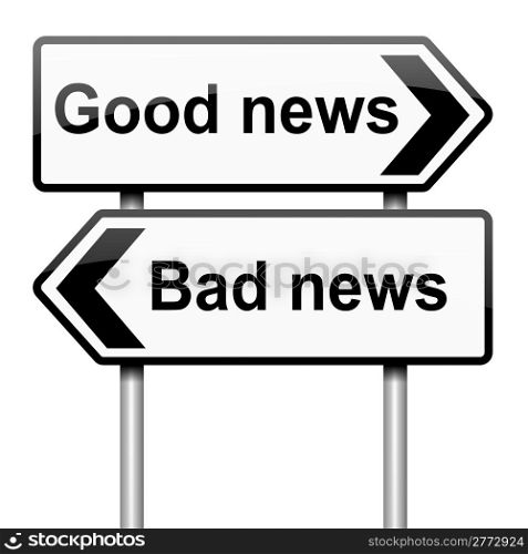 Illustration depicting roadsigns with a news concept. White background.