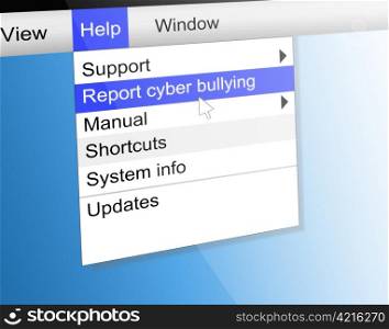 Illustration depicting text on a computer screen with a cyber bullying concept.