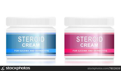 Illustration depicting two steroid cream treatment products arranged over white.