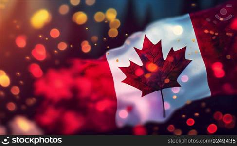 Illustration, flag of Canada with red maple isolated on white paper as watercolour. Generative ai. Illustration, flag of Canada with red maple isolated on white paper watercolour. Generative ai