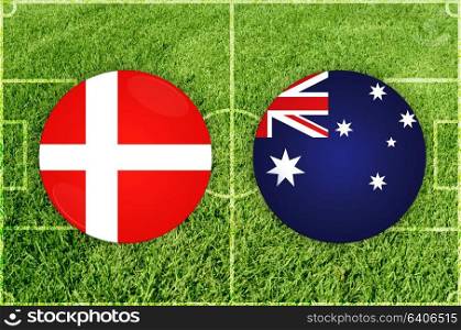 Illustration for Football match Denmark vs Australia. Denmark vs Australia football match