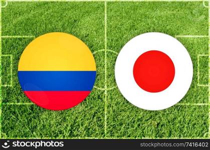 Illustration for Football match Ecuador vs Japan. Ecuador vs Japan football match