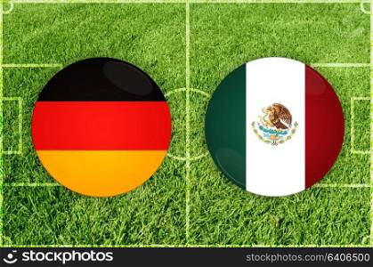 Illustration for Football match Germany vs Mexico. Germany vs Mexico football match