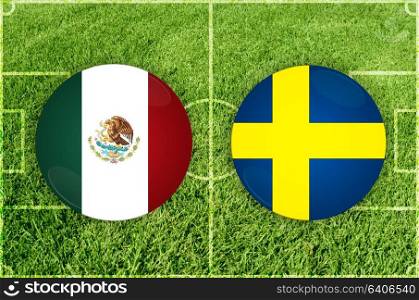 Illustration for Football match Mexico vs Sweden. Mexico vs Sweden football match