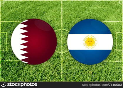 Illustration for Football match Qatar vs Argentina. Qatar vs Argentina football match