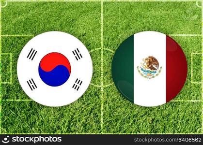 Illustration for Football match South Korea vs Mexico. South Korea vs Mexico football match