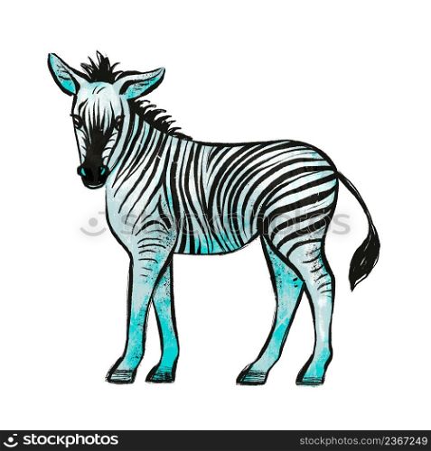 Illustration in sketch style with zebra African animal