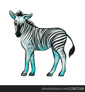 Illustration in sketch style with zebra African animal