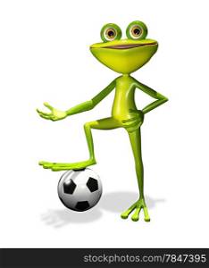 illustration merry soccer player frog with ball
