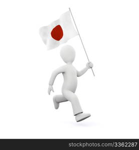 illustration of a 3d man with a japenese flag