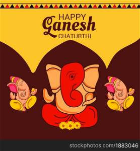 illustration of a Background for Indian Festival Happy Ganesh Chaturthi.