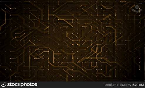 Illustration of a beautiful abstract technology background with motherboard chipset and data lines with glow and shine effect. Abstract Digital Hi Tech Chipset Background