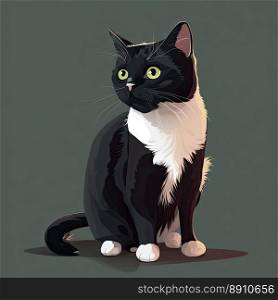 Illustration of a black cat. Bad luck symbol. Generative AI