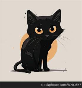 Illustration of a black cat. Bad luck symbol. Generative AI