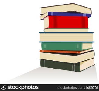 Illustration of a books ile symbolizing knowledge, teaching, wisdom. Books Pile