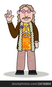 Illustration of a cartoon Hippie man