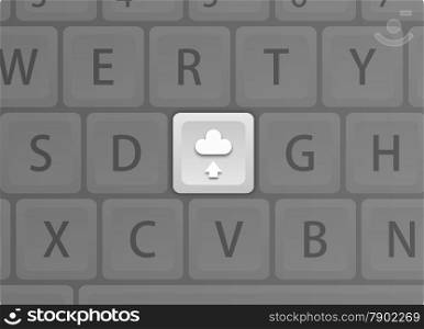 Illustration of a computer keyboard with a cloud icon key