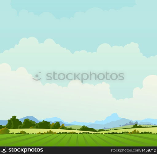 Illustration of a country poster background in spring or summer season, and also beginning of autumn. Country Landscape Background