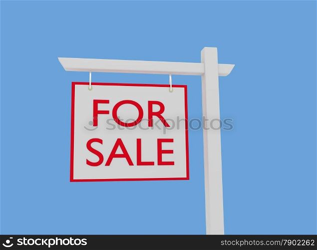 illustration of a for sale sign over a blue background