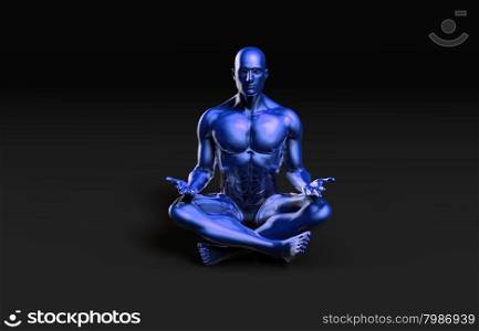 Illustration of a Male Figure Meditating in 3d