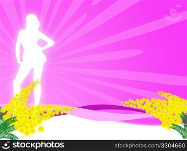 Illustration of a mimosa flower for the women&rsquo;s day
