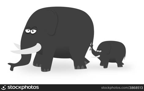 Illustration of a parent elephant and Calf