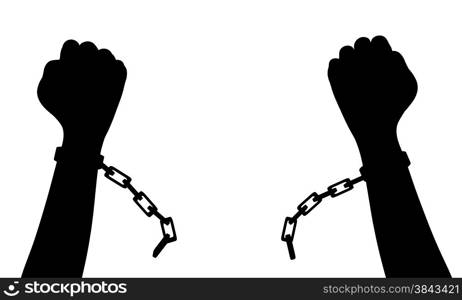 Illustration of a person breaking chains