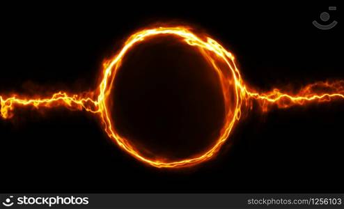 Illustration of a scifi fantasy electric plasma ring background with electric neon strokes. Electric Scifi Plasma Ring Fx Background