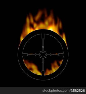 Illustration of a target covered in flames