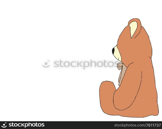 Illustration of a teddy bear toy sitting over white background