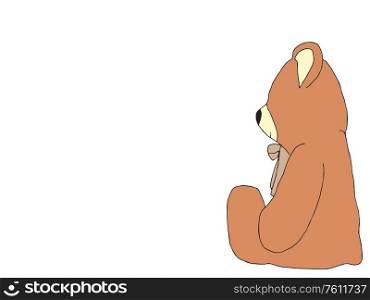 Illustration of a teddy bear toy sitting over white background