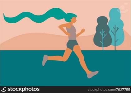 Illustration of a woman running through the fields