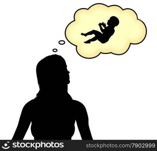 Illustration of a woman thinking about having a baby