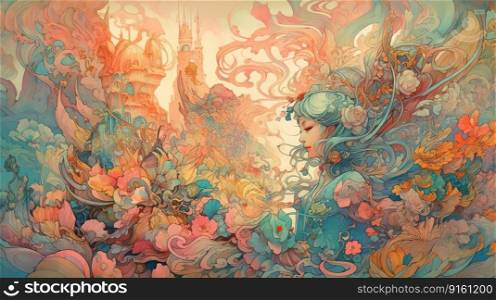 Illustration of abstract and fantasy art, created as a generative artwork using AI.
