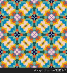  illustration of abstract background with ornamental pattern of different sizes in different shades. Pattern of colorful ornament