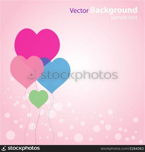 illustration of abstract vector background with heart shape balloons