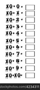 Illustration of addition table on a white background.