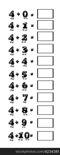 Illustration of addition table on a white background.