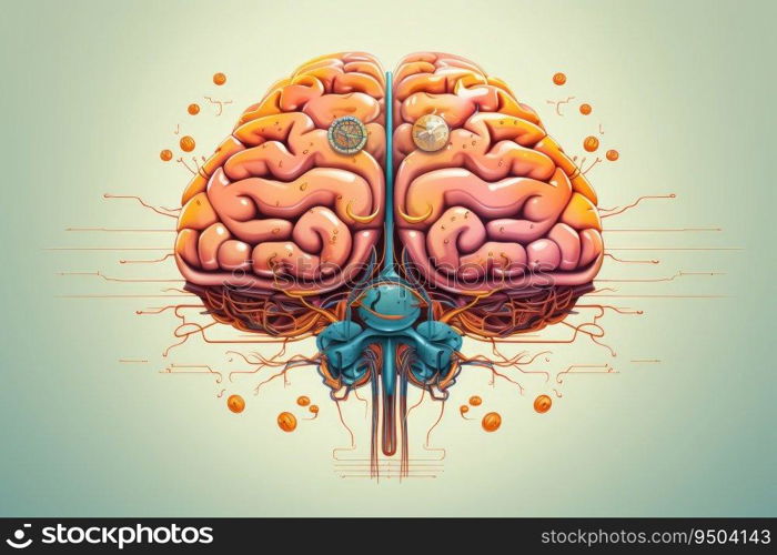 Illustration of an abstract digital human brain