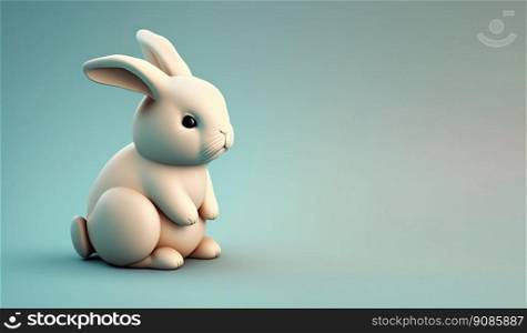 Illustration of an adorable fluffy bunny on colorful background. Generative AI
