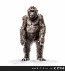 Illustration of an ape standing in front of a white background generative AI