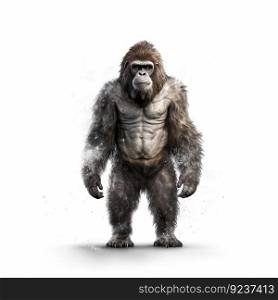 Illustration of an ape standing in front of a white background generative AI