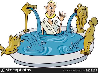 Illustration of Ancient citizen of Rome taking bath