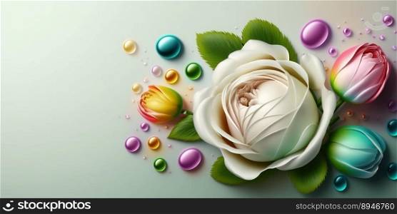 Illustration of Beautiful Colorful Rose Flower In Bloom