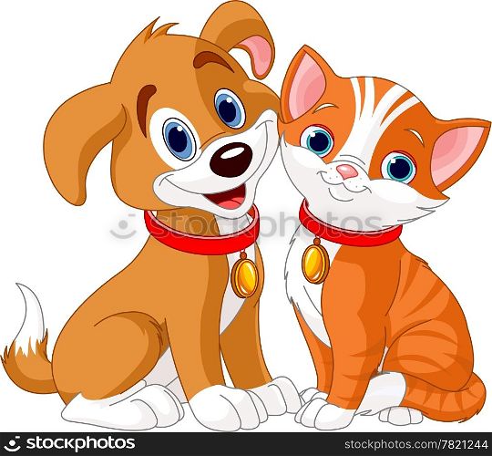Illustration of best friends ever - Cat and Dog