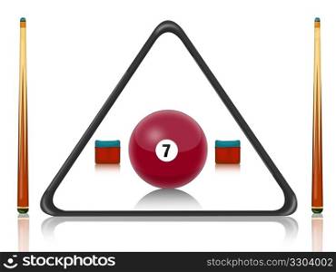 illustration of billiards equipment with number ball