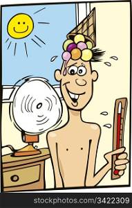 Illustration of Boy and Hot Weather